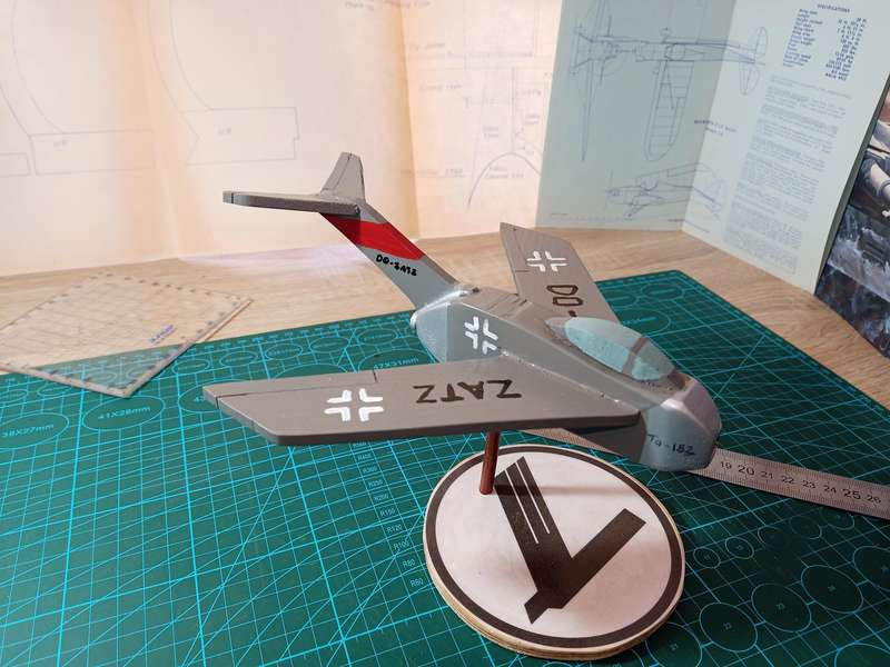 Handmade 1/48 scale, Focke-Wulf Ta-183 Huckebein, wooden model.