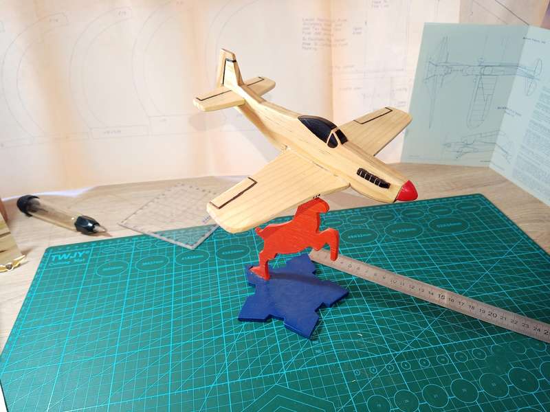 Handmade 1/48 scale, North American P-51d Mustang, wooden model