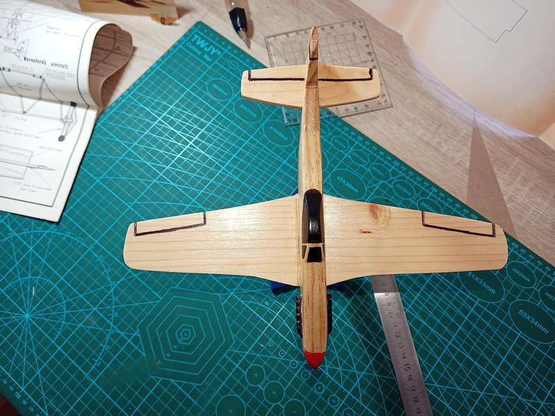 Handmade 1/48 scale, North American P-51d Mustang, wooden model