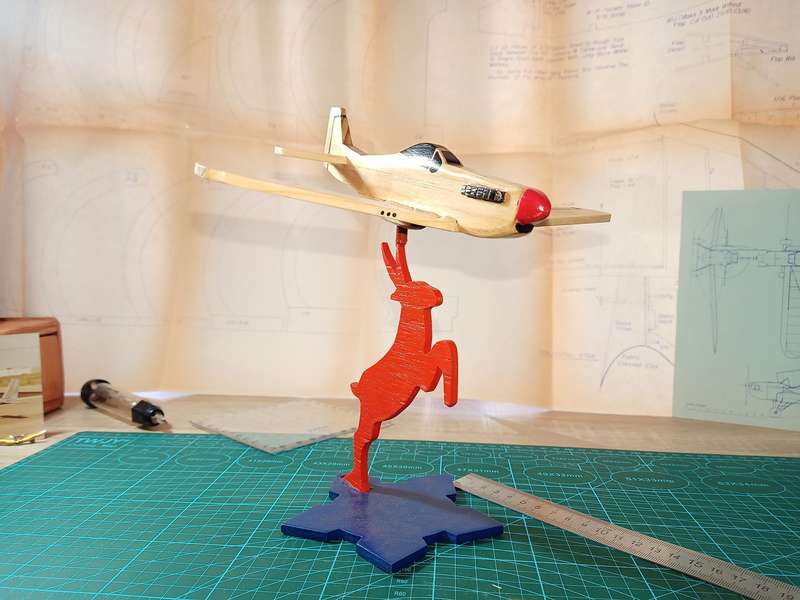 Handmade 1/48 scale, North American P-51d Mustang, wooden model