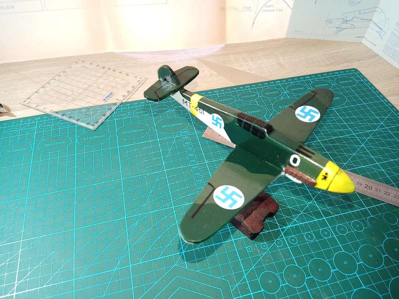 Handmade 1/48 scale, Messerschmitt Bf-109 g2, Finnish Air Force, wooden model