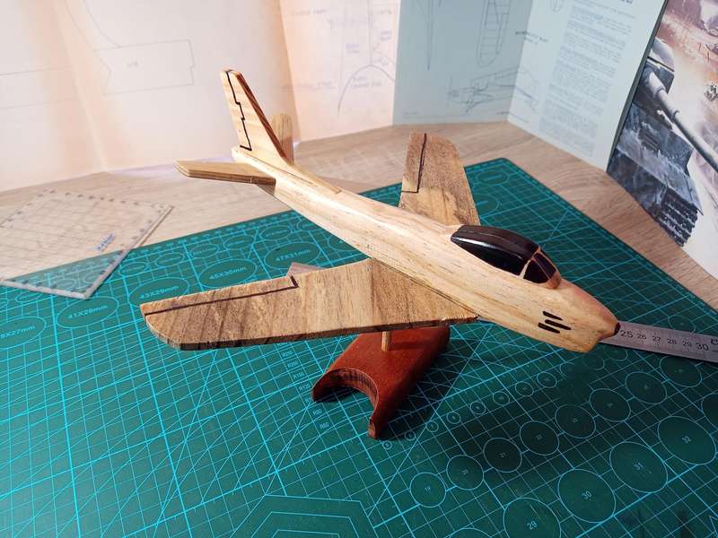 Handmade 1/48 scale, North American F-86 Sabre, wooden model.