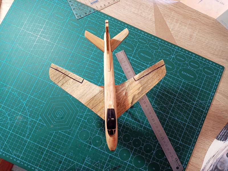 Handmade 1/48 scale, North American F-86 Sabre, wooden model.