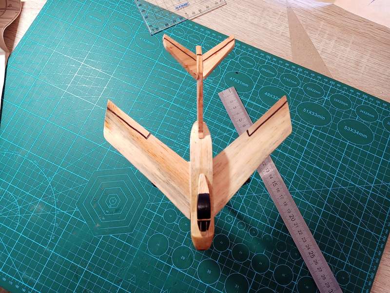 Handmade 1/48 scale, Focke-Wulf Ta-183 Huckebein, wooden model.