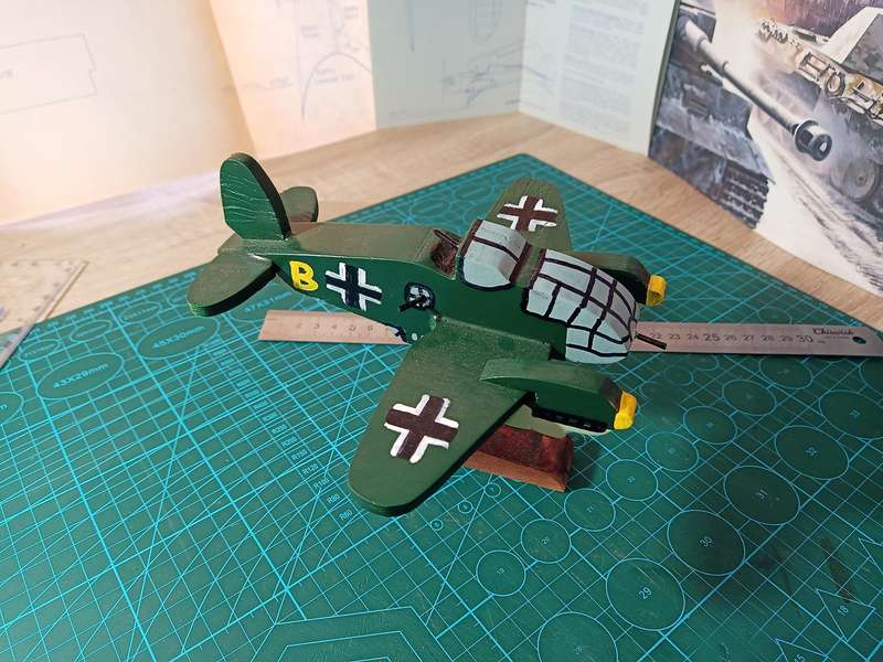 Handmade Wooden Egg/Toon plane, Heinkel He-111 bomber.