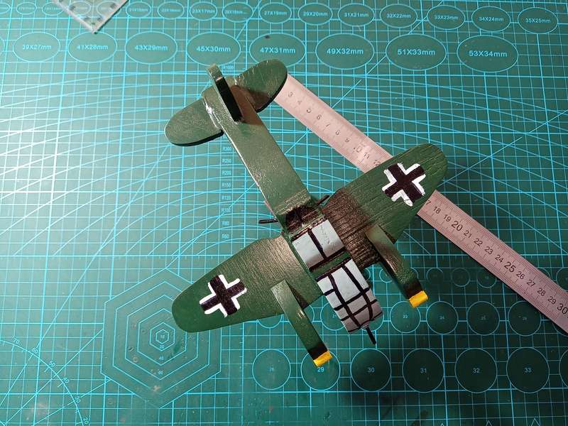 Handmade Wooden Egg/Toon plane, Heinkel He-111 bomber.
