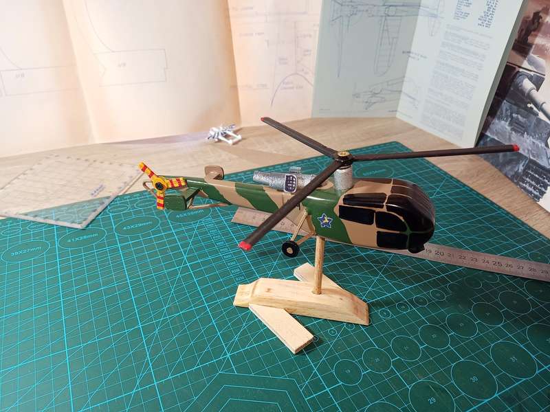 Handmade 1/48 scale, Aerospatiale Alouette III, wooden model.
