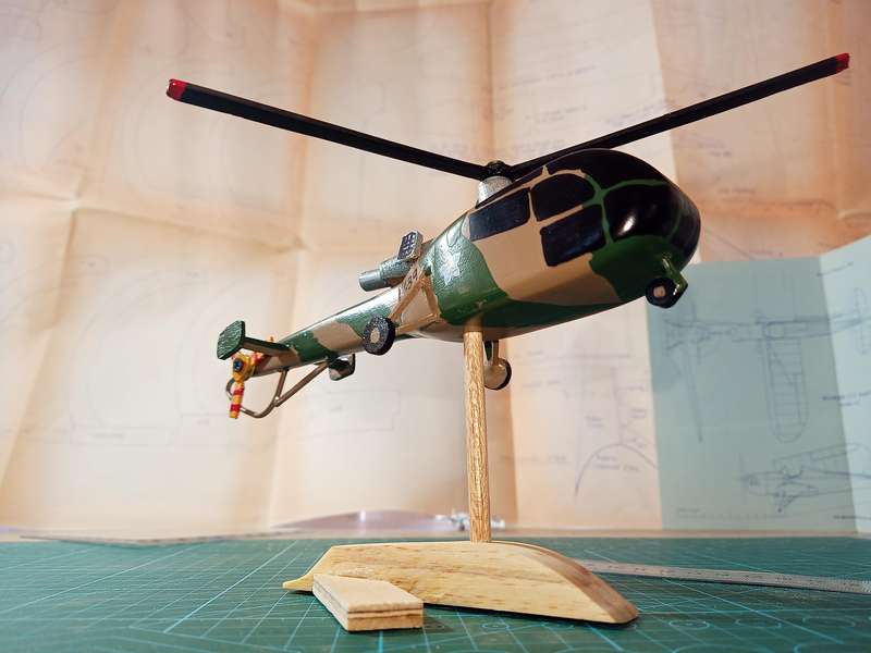 Handmade 1/48 scale, Aerospatiale Alouette III, wooden model.