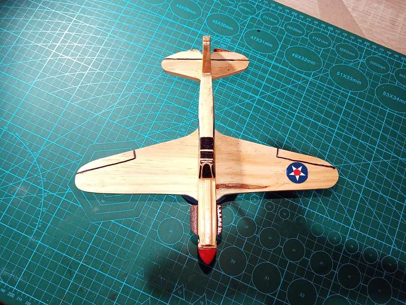 Handmade 1/48 scale, Curtiss P-40E Kittyhawk, USAAF, wooden model.