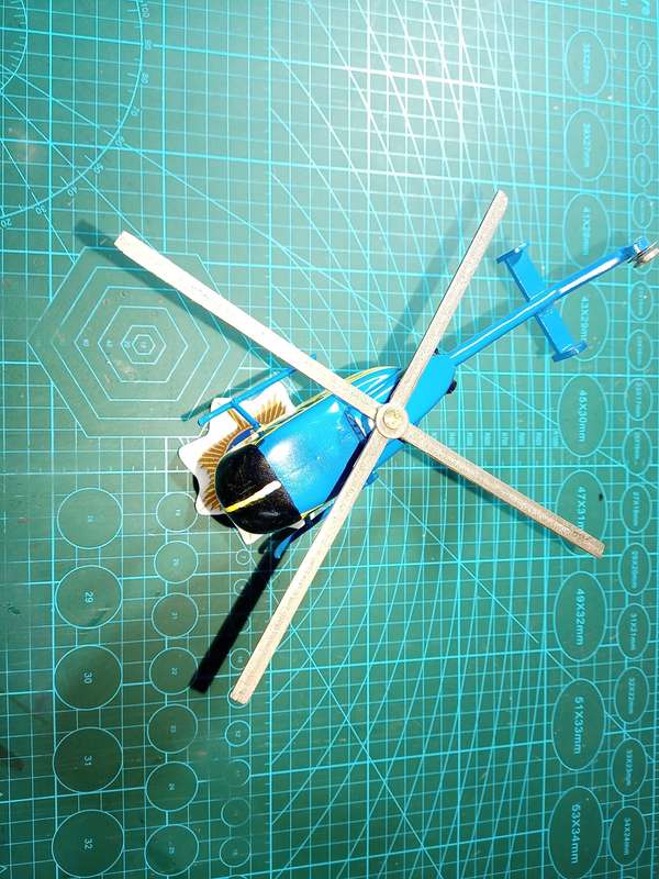 Handmade 1/48 scale, MBB Bo-105 Police chopper, Wooden model