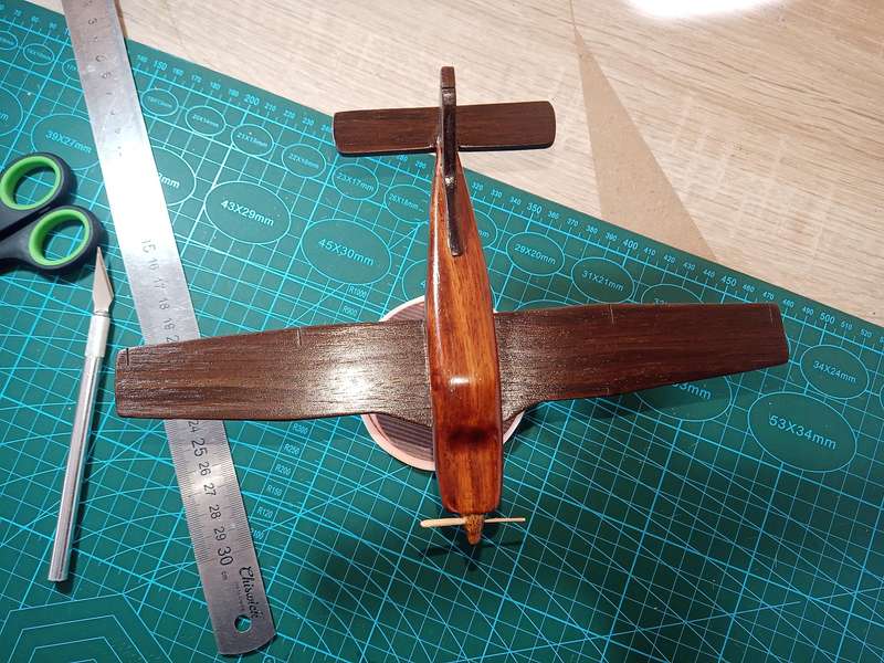 Handmade 1/48 scale Piper PA28 Cherokee 235, in Solid Kiaat and Walnut, wooden model
