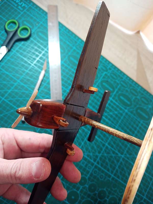 Handmade 1/48 scale Piper PA28 Cherokee 235, in Solid Kiaat and Walnut, wooden model