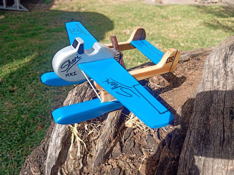 Sheri Vintage style wooden toy aeroplane.