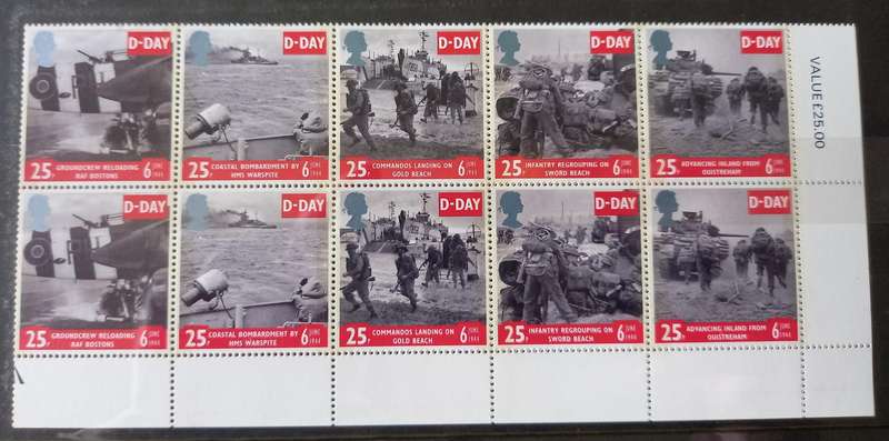 Britain 1994 D-Day FDC & MNH block of 10