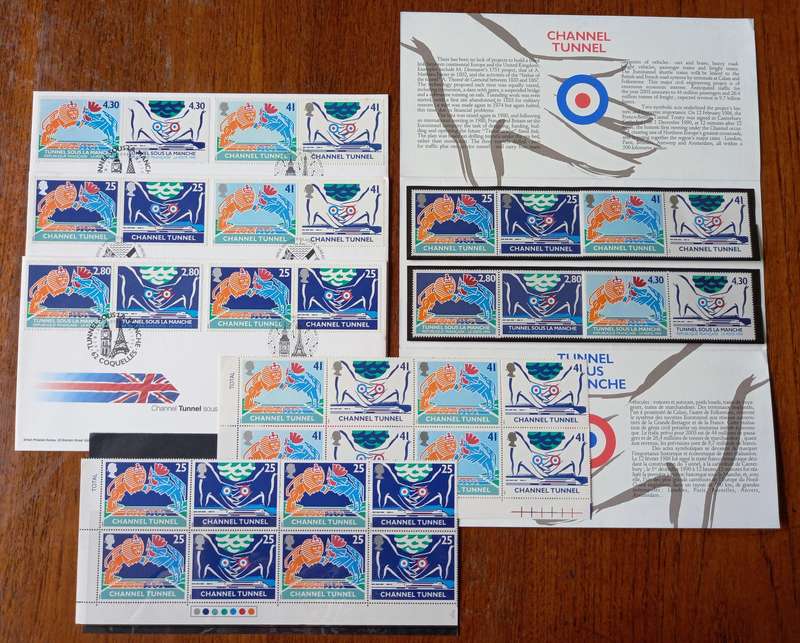Britain 1994 Channel Tunnel stamp lot - see listing for details