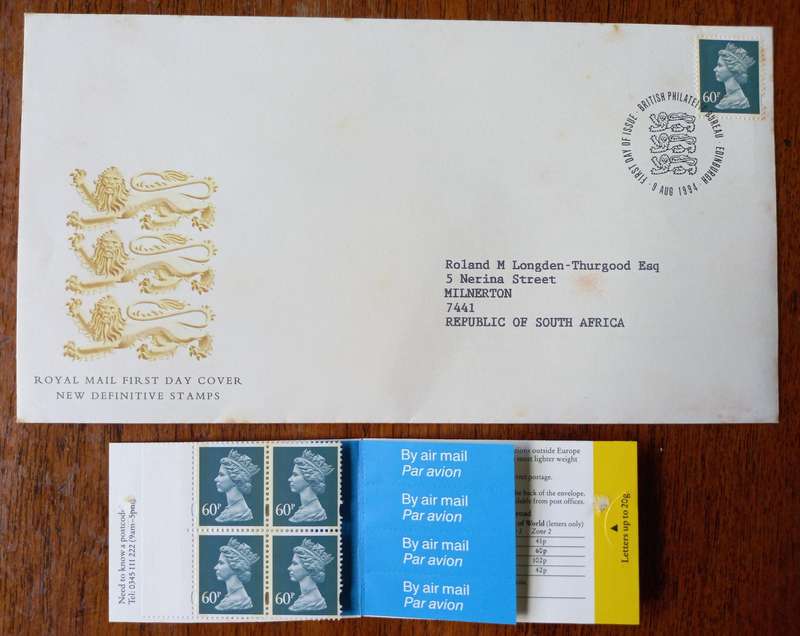 Britain 1994 new definitive FDC + unused booklet (4 x 60P)