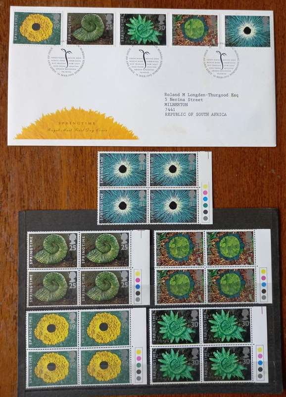 Britain 1995 Springtime FDC + 5 MNH blocks of 4