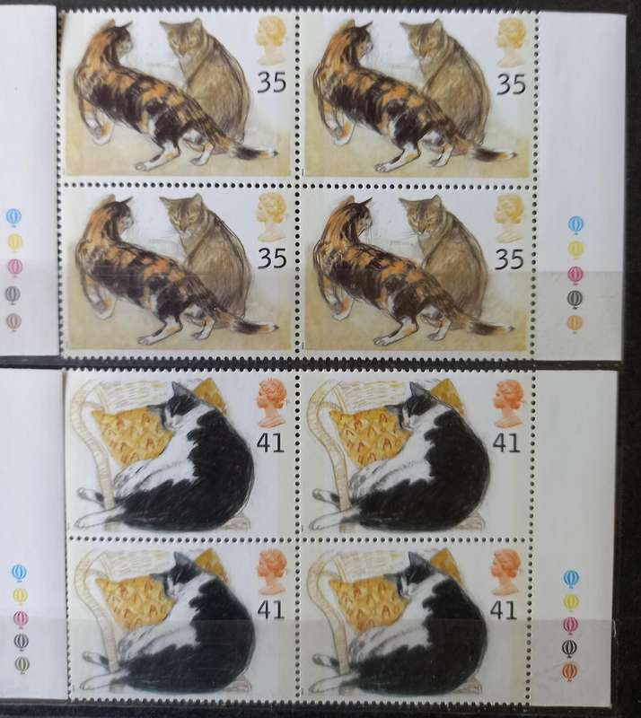 Britain 1995 Cats FDC + 5 MNH blocks of 4
