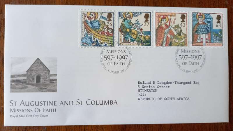 Britain 1997 St Augustine & St Columba Missions of Faith FDC + 4 blocks of 4 MNH