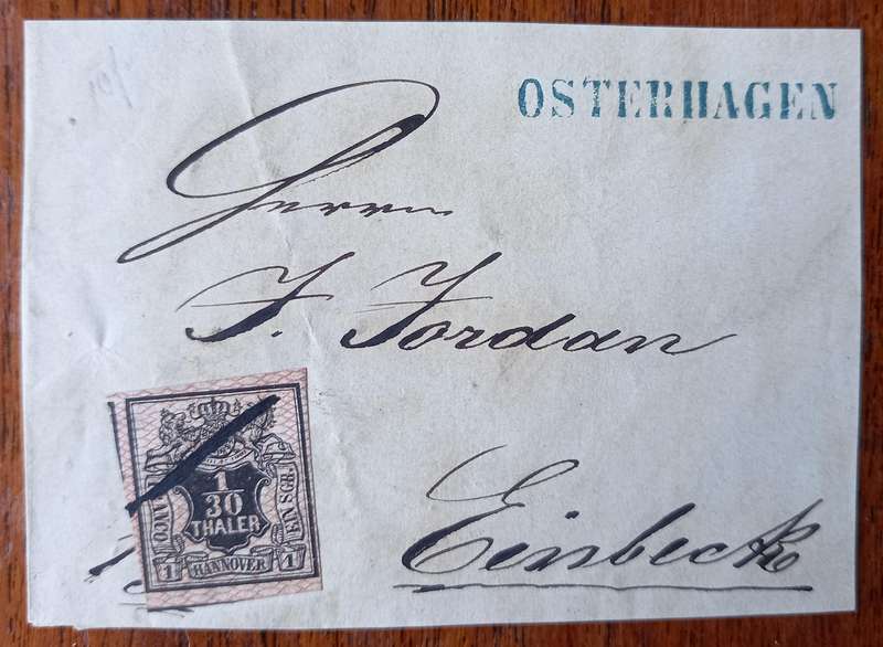 1855 Germany Hannover 1/30 Thaler used on piece