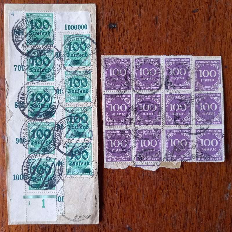 1923 Germany lot of multiples on piece