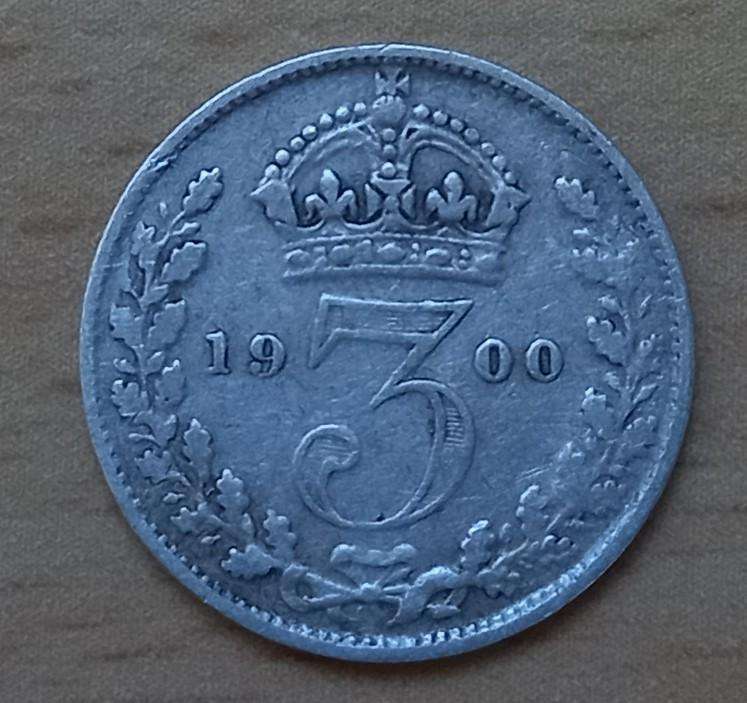 Lot of 7 Great Britain 3 Pence coins of the late 1800s
