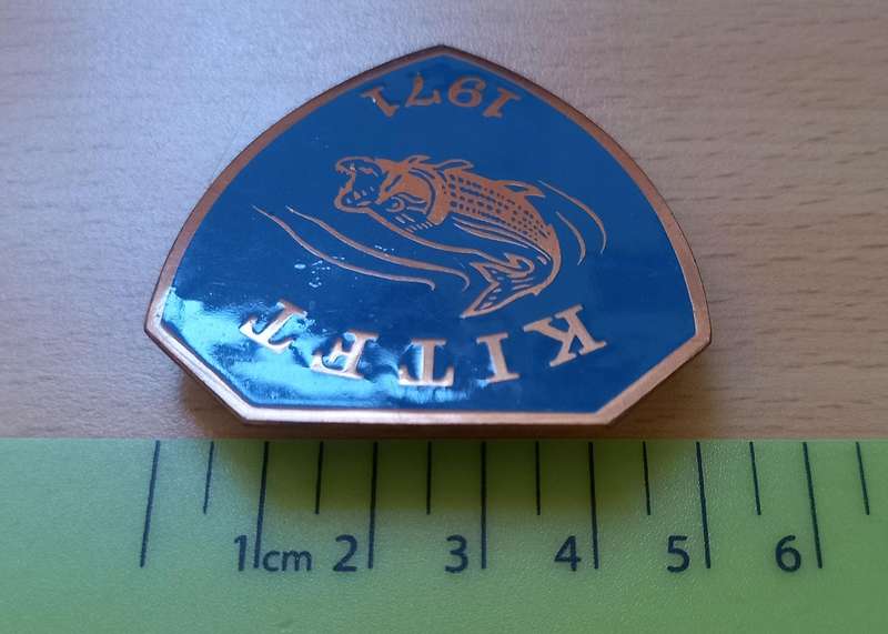 Vintage 1971 Kariba Invitation Tiger Fish Tournament copper badge