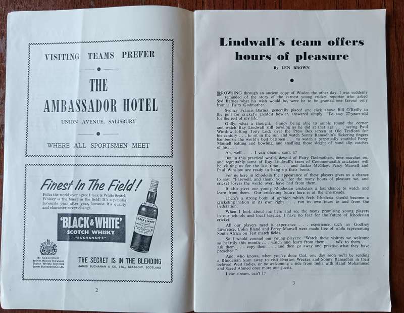 1962 Commonwealth cricket tour of Rhodesia souvenir booklet with 25 signatures - very rare