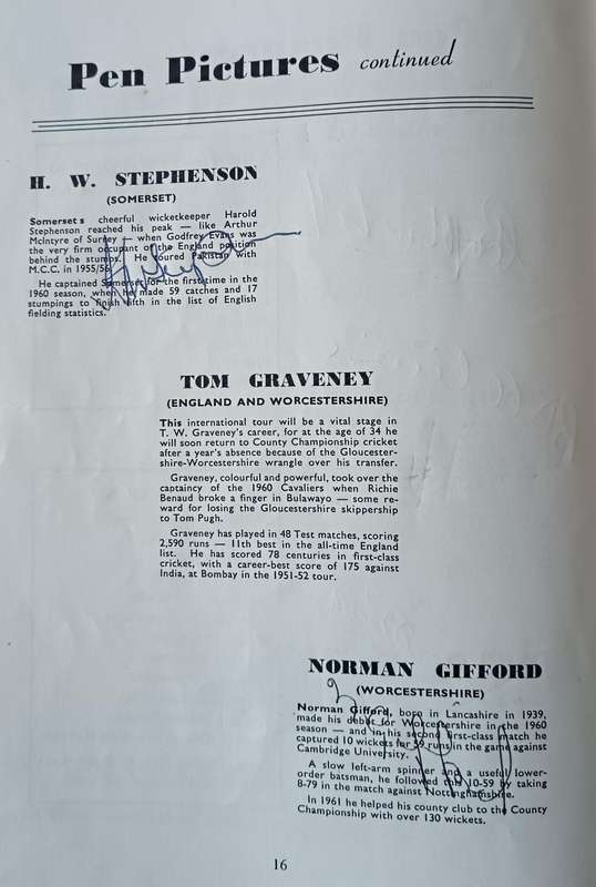 1962 Commonwealth cricket tour of Rhodesia souvenir booklet with 25 signatures - very rare