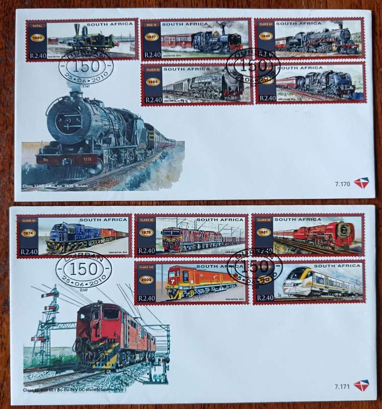 RSA pair of SA Railways 150 FDCs 2010