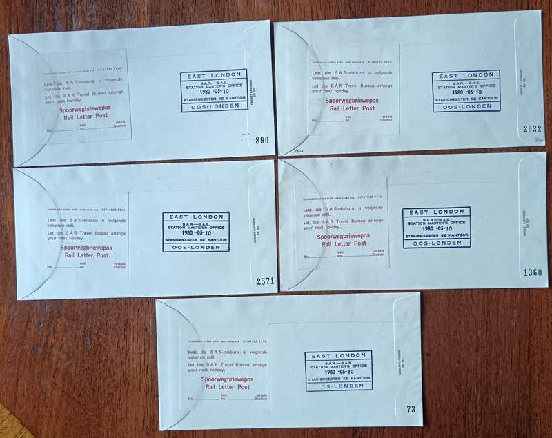 RSA 1980 lot of 5 Railway covers Centenary of East London-Queenstown line