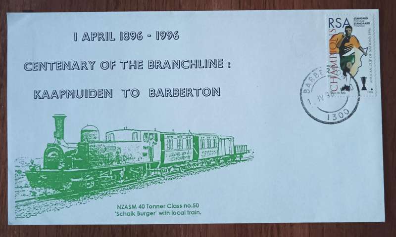 RSA 1996 Centenary of Branchline Railways cover Kaapmuiden to Barberton