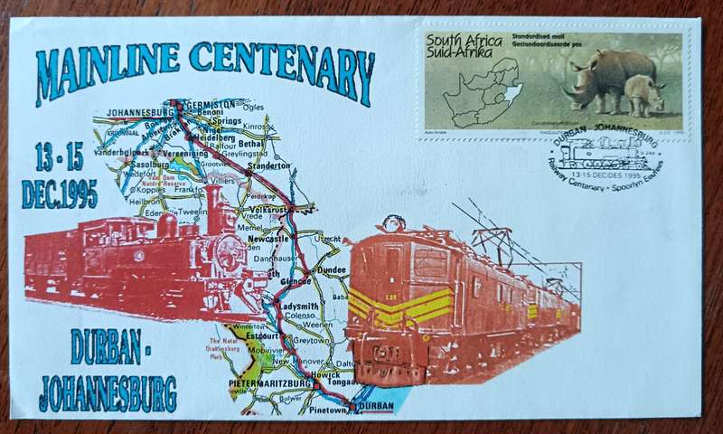 RSA 1995 Mainline Centenary Railways Durban to Johannesburg cover
