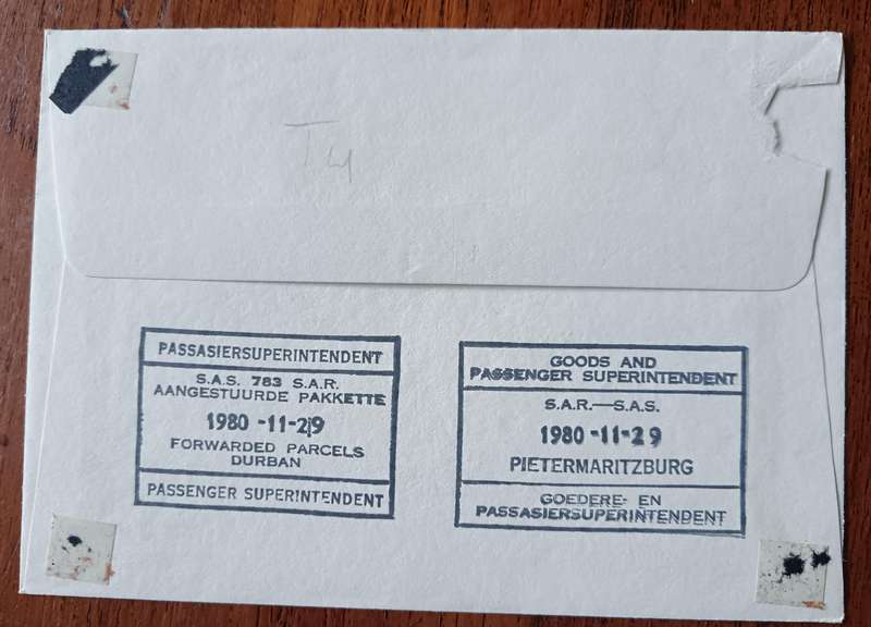 RSA 1980 Centenary Durban to Pietermaritzburg Railways cover