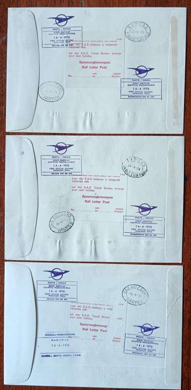 RSA 1976 lot of 3 covers First Electric Train - all different