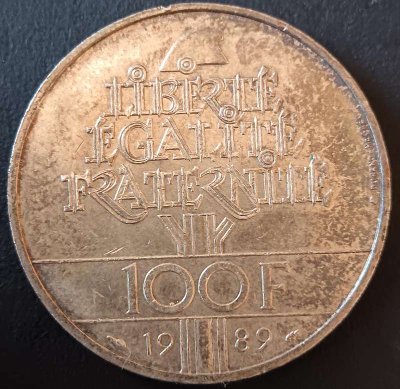 France 100 Francs 1989 silver coin