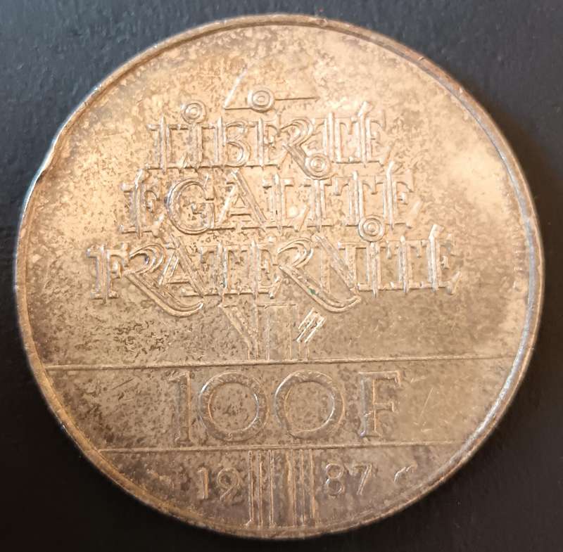 France 100 Francs 1987 silver coin
