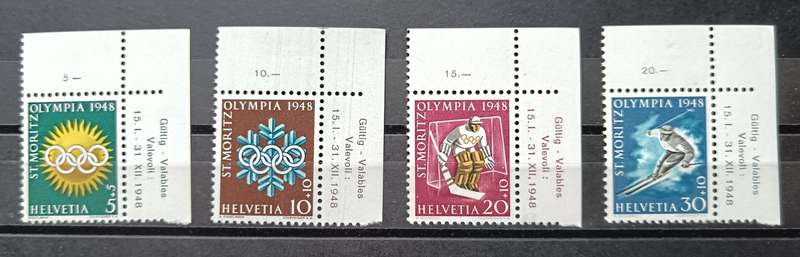 Switzerland 1948 winter olympics corner set MH