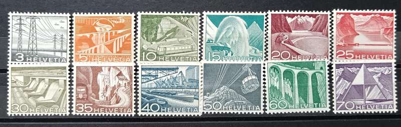 Switzerland 1949 full set of 12 Engineering stamps MH