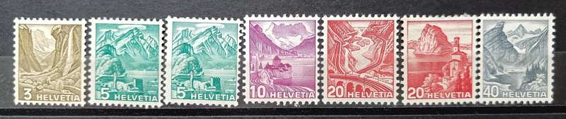 Switzerland 1936 part set MH landscapes, incl. 20c