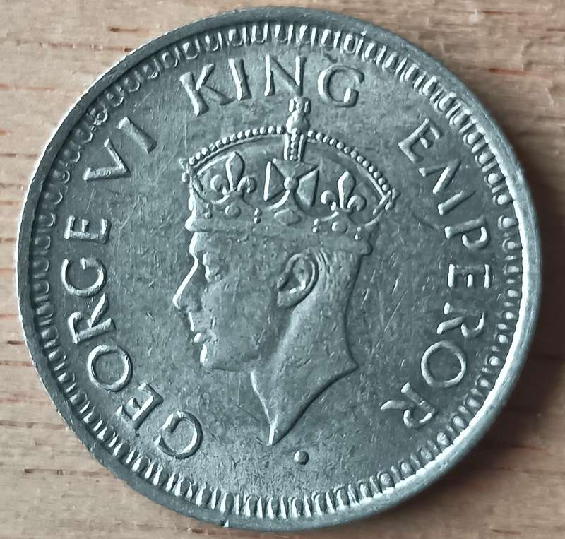 India silver 1/4 Rupee 1944 aUNC 1 of 2
