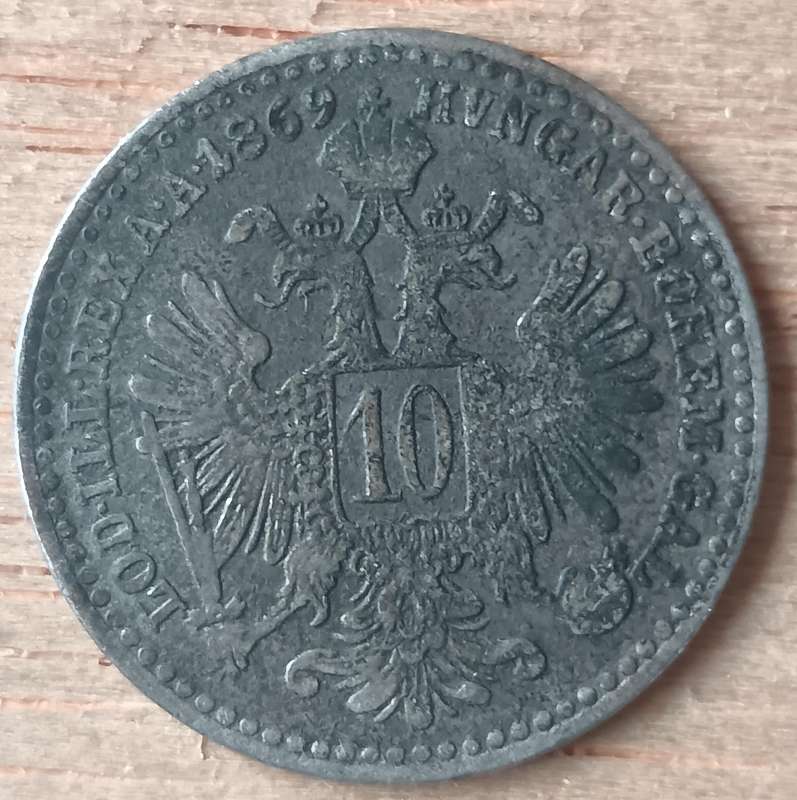 Austria silver 10 kreuzer 1869