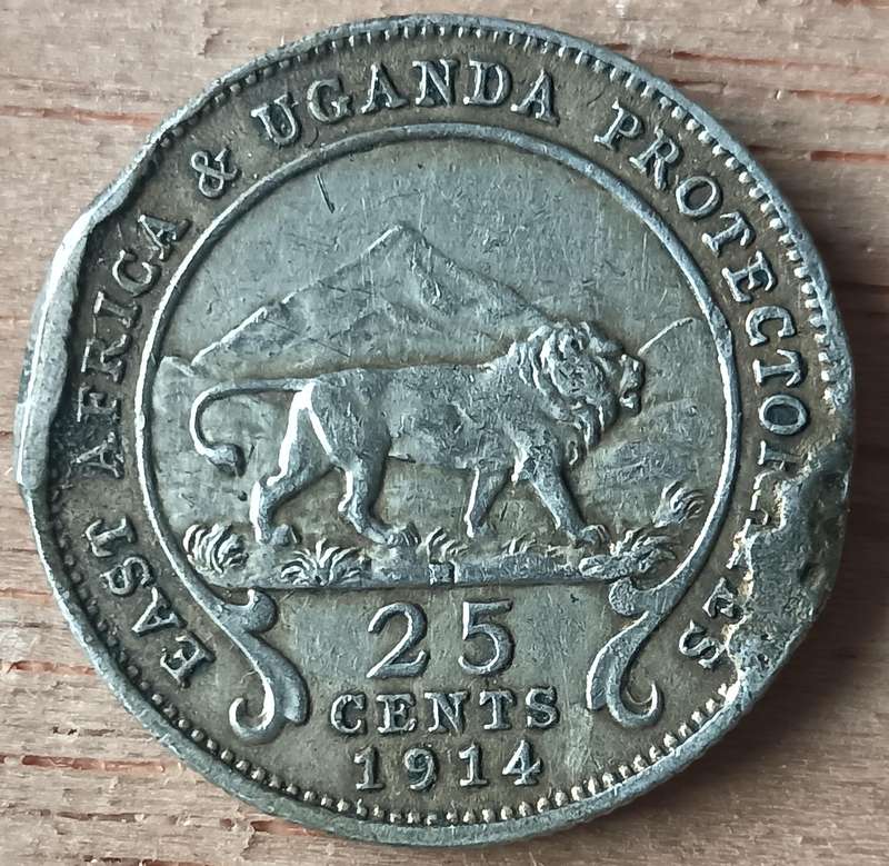 East Africa silver 20 cent 1914H rare - ex mount filler
