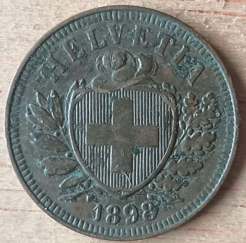 Switzerland 2 Rappen 1898 rare