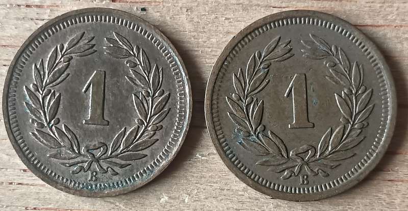 Switzerland 1 Rappen 1937 and 1938 great condition