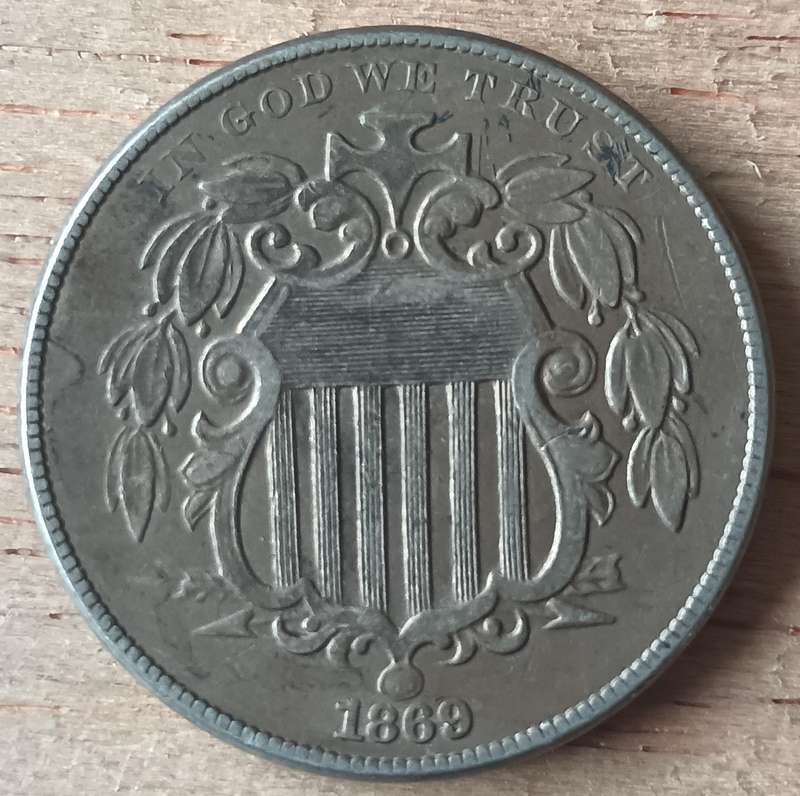 USA 5 cent nickel 1869