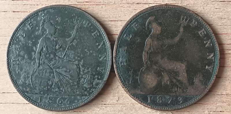 Great Britain Half Penny 1866 and 1873