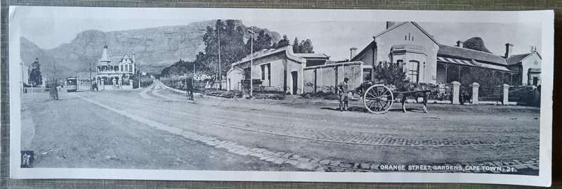 Large card by G Budricks' Adderley Art Gallery Cape Town of Orange Street early 1900s