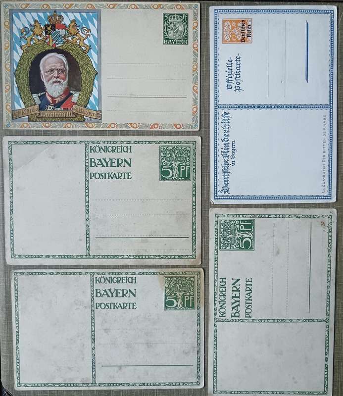 Germany Bavaria lot of 5 unused pre-paid postcards early 1900s