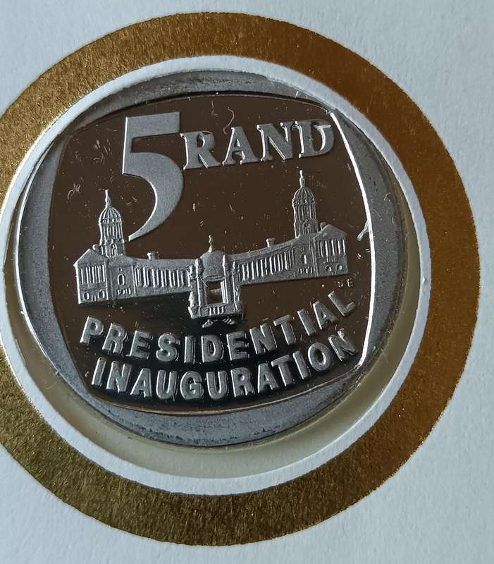 Mandela 1994 R5 proof coin FDC 6.3c, plus FDC 6.3b, plus full set of control blocks